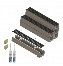 Комплект лотків водовідвідних бетонних Base DN100 H150 з чавунними решітками C250 6м.