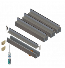 Комплект лотків водовідвідних бетонних Base DN100 H225 з насадкою щілинною оцинкованою В125, 4м.